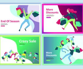 Shopping flat banner concept illustration vector