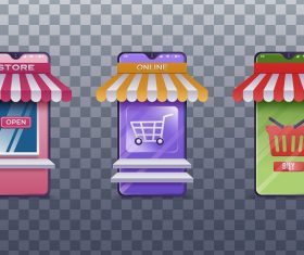 Shops and Stores Icons Set Vector