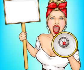 Shouting female vector