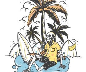Skeleton in Beach Vector