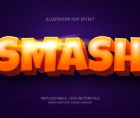 Smash editable font effect text vector