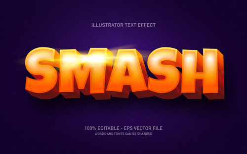 Smash editable font effect text vector