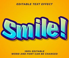 Smile editable font effect text illustration vector