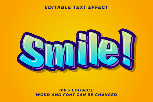 Smile editable font effect text illustration vector