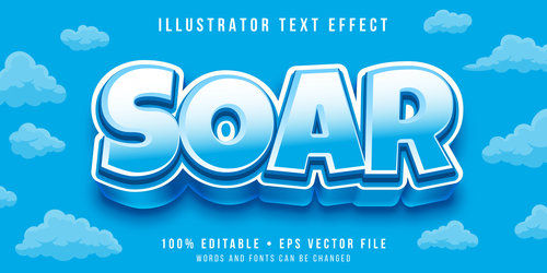 Soar editable font effect text illustration vector