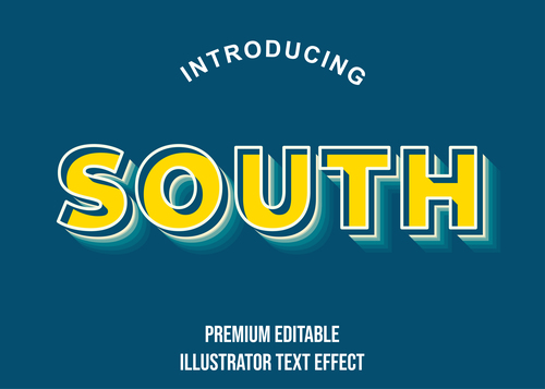 South editable font effect text illustration vector
