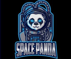 Space panda mascot esport logo vector