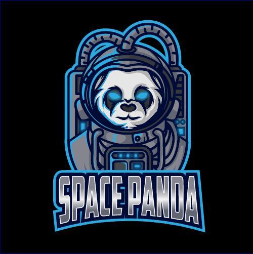Space panda mascot esport logo vector
