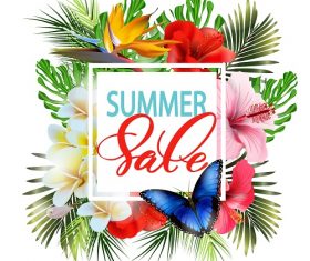 Summer Sale Tropical Poster Vector