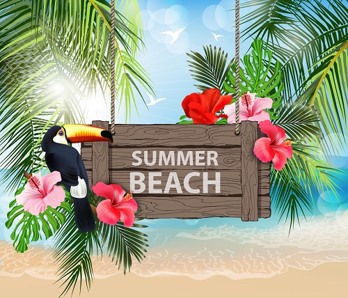 Summer Tropical Beach Background Vector