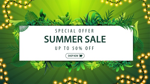 Summer sale up to 50% off  Green Background Vector