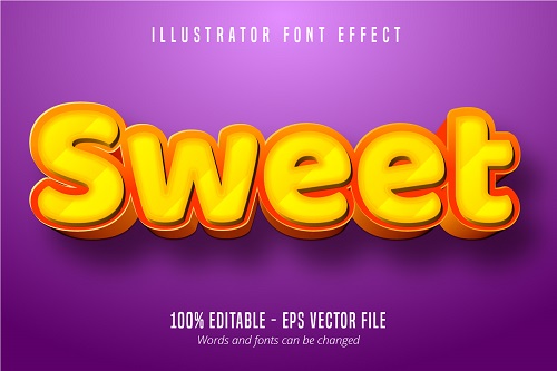 Sweet Text Effect Font Vector