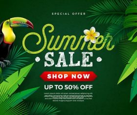 Tropical Summer Sale Poster Vector