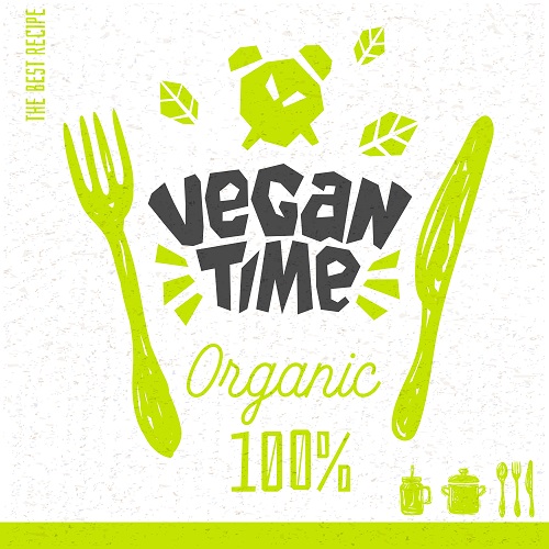 Vegan Time Logo Poster Vector