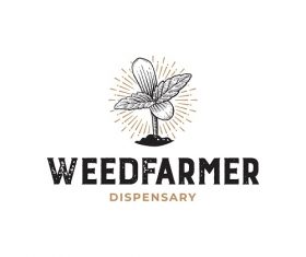 Weed Farmer Dispensary Rustic Hand Drawn Logo Template Vector