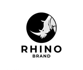 Wild Rhino Circle Brand Logo Template Vector
