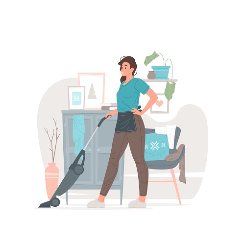 Young Woman Cleaning Vector