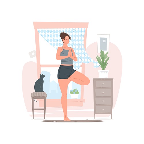 Young Woman Doing a Yoga Vector