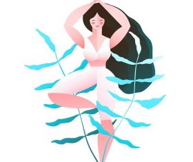 Young Woman In Tree Doing Yoga Vector