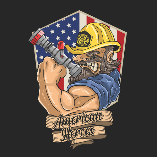 American heroes cartoon vector
