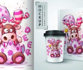 Animal cartoon mockup print t-shirt illustration vector