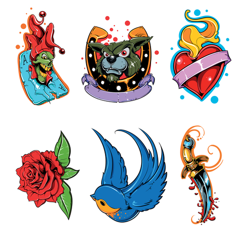 Animal heart shaped flower tattoos logo vector free download