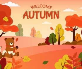 Animals in the forest background vector