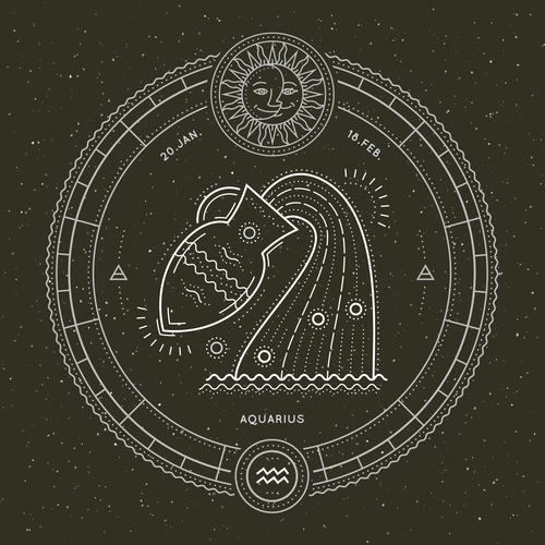 Aquarius symbol and emblem illustration vector