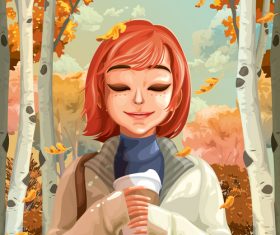Autumn beautiful girl vector