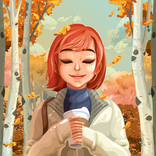 Autumn beautiful girl vector