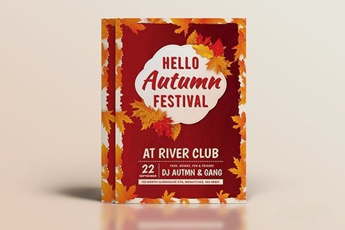Autumn maple leaf cover flyer vector