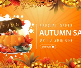 Autumn vegetables sale banner vector