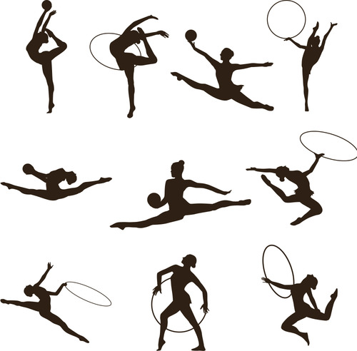 Ball gymnastics silhouette vector