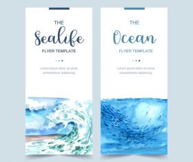 Banner sea concept watercolor vector illustration