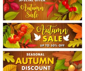 Banner seasonal discount autumn vector