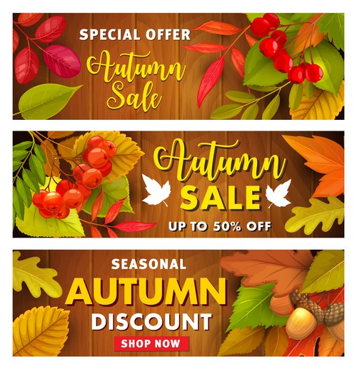 Banner seasonal discount autumn vector