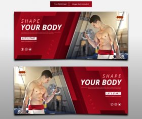 Banner shape your body fitness template vector
