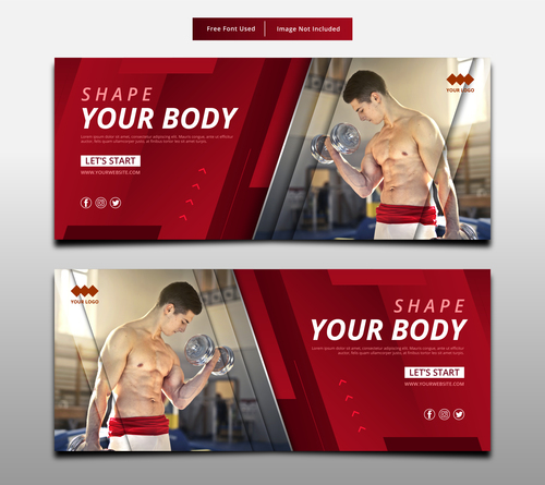 Banner shape your body fitness template vector
