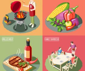 Barbecue material card vector