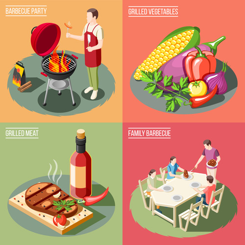 Barbecue material card vector