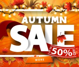 Beautiful decoration autumn sale poster vector