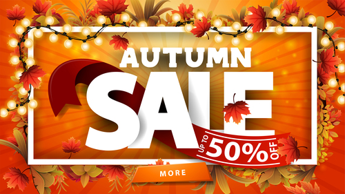 Beautiful decoration autumn sale poster vector