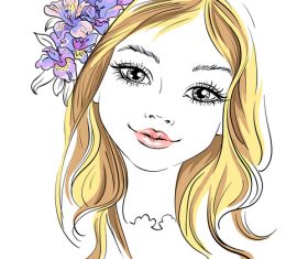 Beautiful girl portrait vector