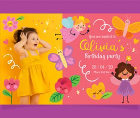 Beautiful invitation card birthday party vector