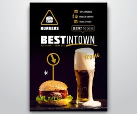 Beer and burger cover flyer vector