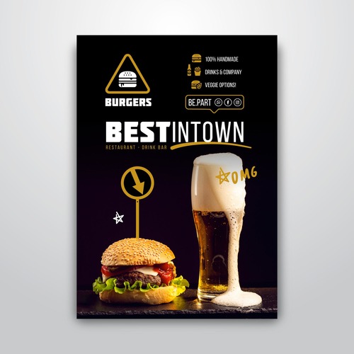 Beer and burger cover flyer vector
