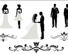 Best man and bridesmaid silhouette vector
