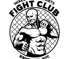 Black and white mma fight club logo vector