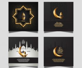Black background Eid Mubarak design card vector