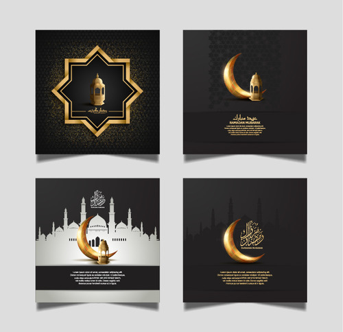 Black background Eid Mubarak design card vector